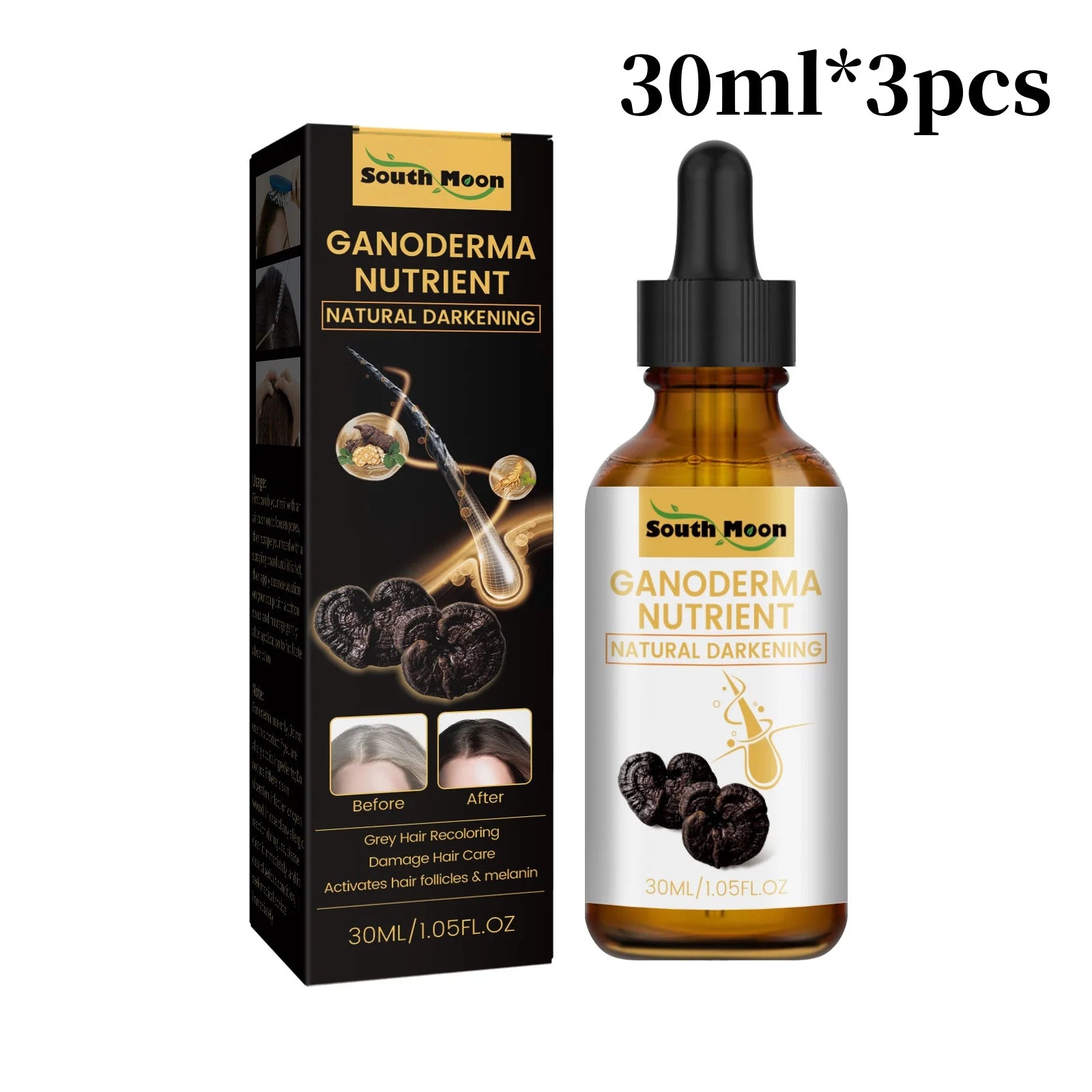 **Sérum Capillaire Ganoderma Noir – Anti-Chute & Fortifiant Racines**