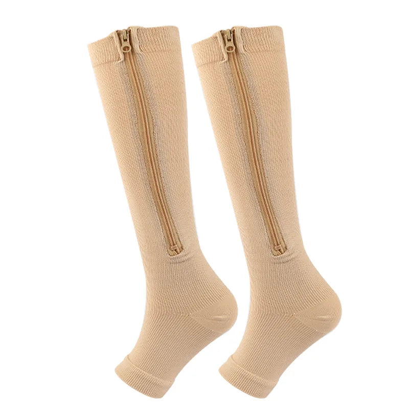 Chaussettes de Compression Zippées – Anti-Varices & Anti-Fatigue