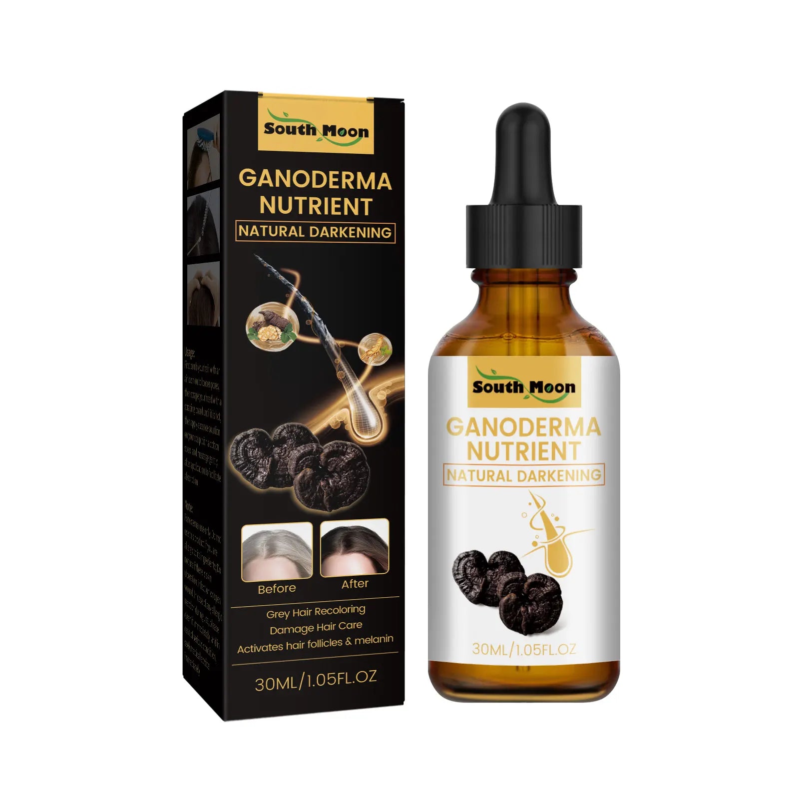 **Sérum Capillaire Ganoderma Noir – Anti-Chute & Fortifiant Racines**