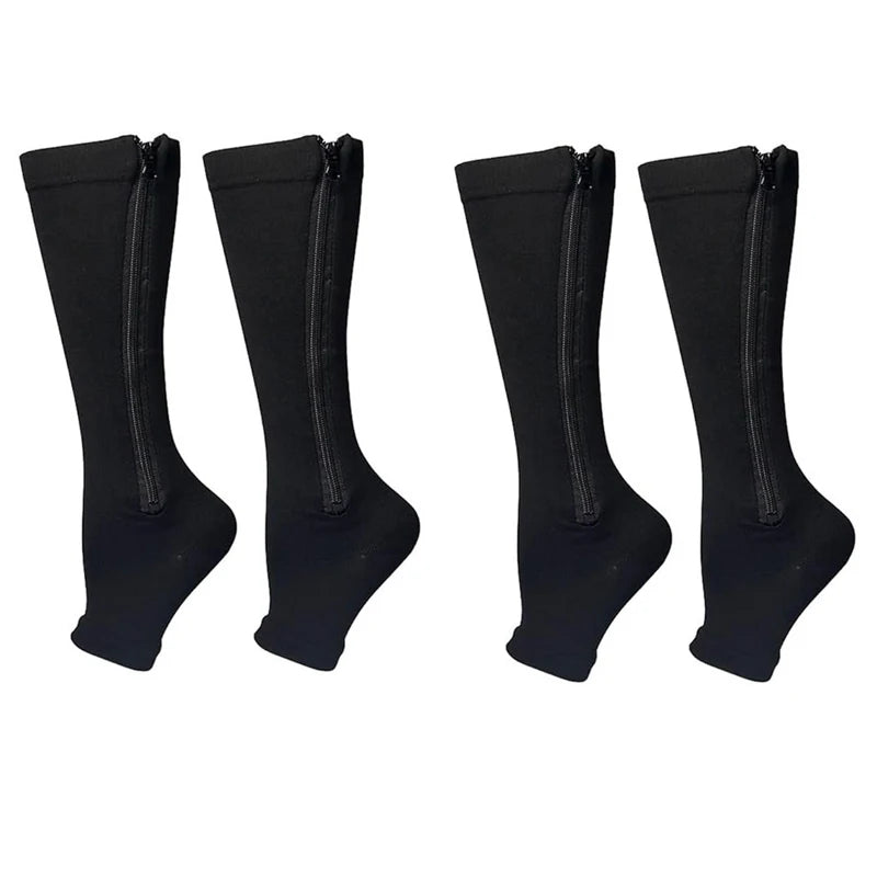 Chaussettes de Compression Zippées – Anti-Varices & Anti-Fatigue