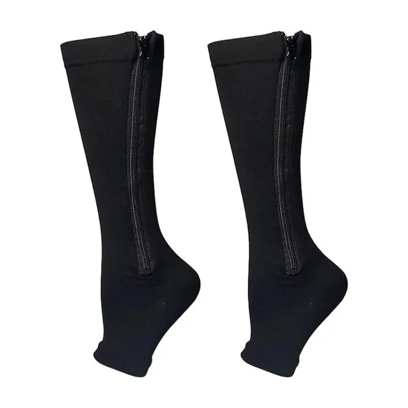Chaussettes de Compression Zippées – Anti-Varices & Anti-Fatigue