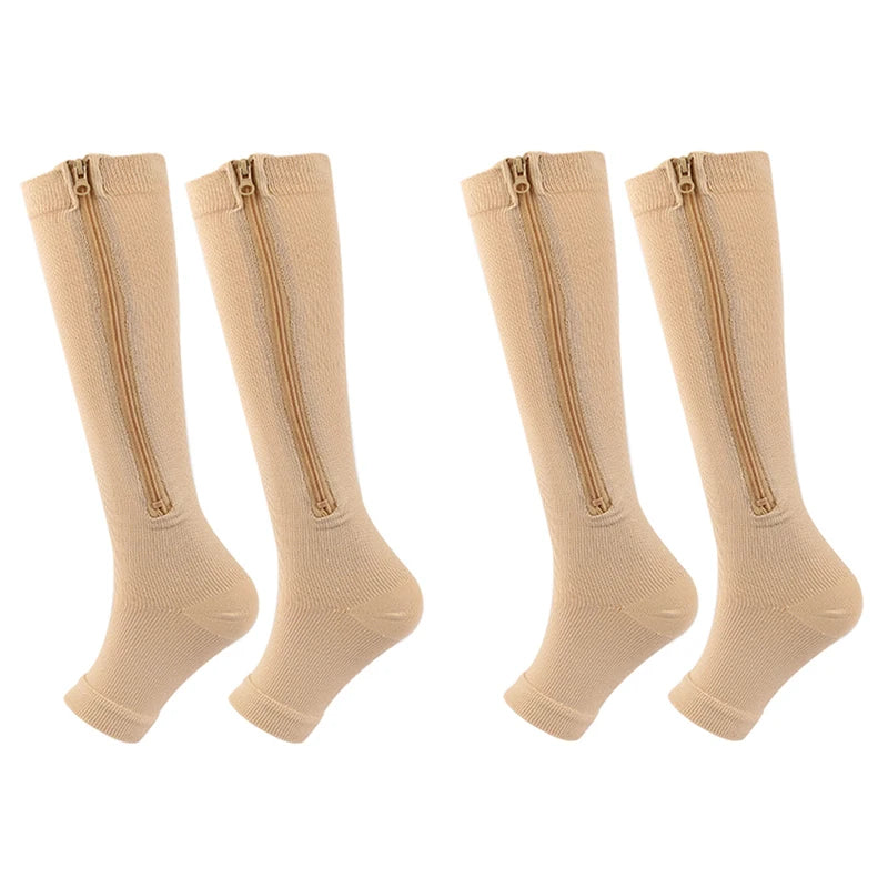 Chaussettes de Compression Zippées – Anti-Varices & Anti-Fatigue